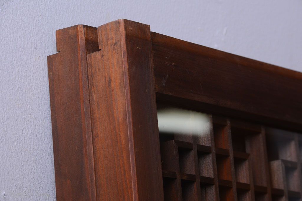 古民具・骨董　古い木製のガラス書院戸2枚セット