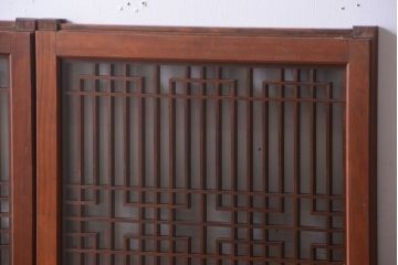 古民具・骨董　古い木製のガラス書院戸2枚セット