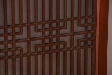 古民具・骨董　古い木製のガラス書院戸2枚セット