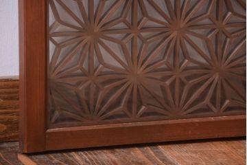 古民具・骨董　古い木製のガラス書院戸2枚セット