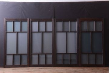 和製アンティーク　古い木のモダンなガラス引き戸4枚セット(窓)