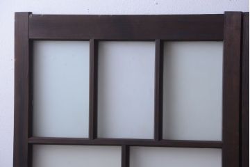 和製アンティーク　古い木のモダンなガラス引き戸4枚セット(窓)