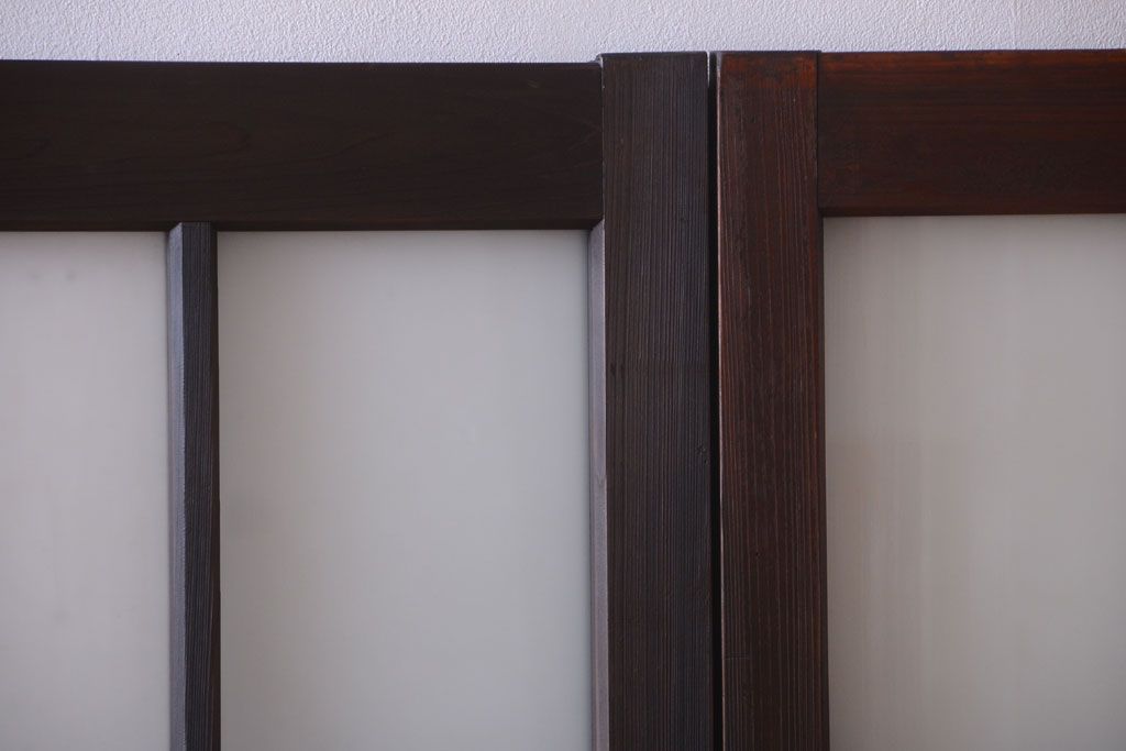 和製アンティーク　古い木のモダンなガラス引き戸4枚セット(窓)