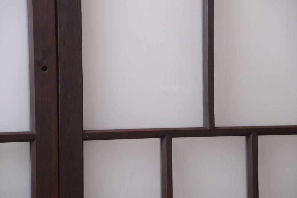 和製アンティーク　古い木のモダンなガラス引き戸4枚セット(窓)