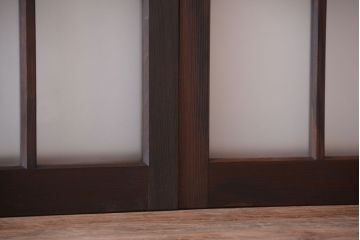 和製アンティーク　古い木のモダンなガラス引き戸4枚セット(窓)