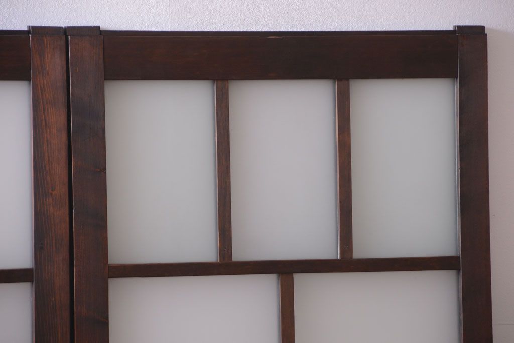 和製アンティーク　古い木のモダンなガラス引き戸4枚セット(窓)