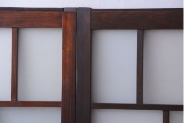 和製アンティーク　古い木のモダンなガラス引き戸4枚セット(窓)