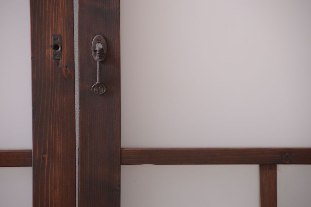 和製アンティーク　古い木のモダンなガラス引き戸4枚セット(窓)