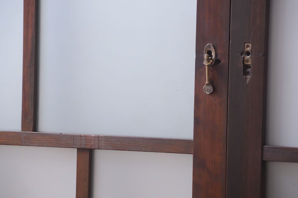 和製アンティーク　古い木のモダンなガラス引き戸4枚セット(窓)