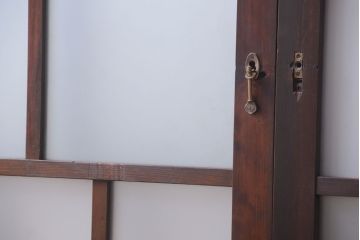 和製アンティーク　古い木のモダンなガラス引き戸4枚セット(窓)