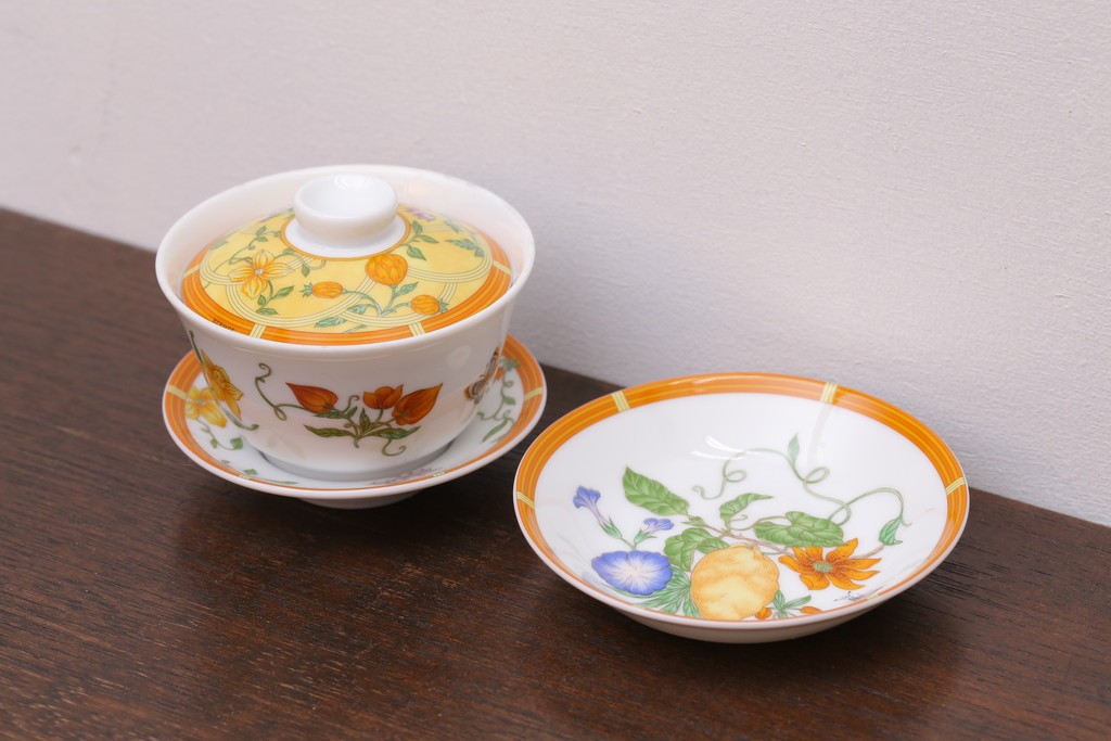 アンティーク雑貨　HERMES(エルメス)　茶碗　小皿セット(カップ)　(R-018623)