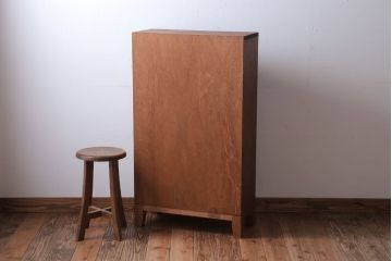 レトロ家具　昭和レトロ　古い木の脚付きロッカー(マス目戸棚)
