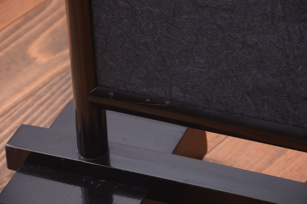 アンティーク雑貨　和製アンティーク　和紙貼り!漆塗りの古い衝立て(パーテーション)