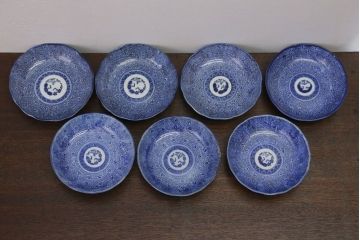 アンティーク雑貨　明治期　微塵唐草なます皿7枚(伊万里)