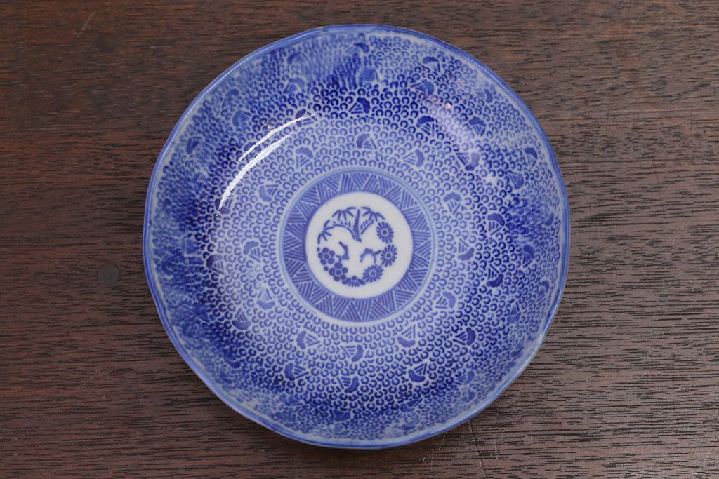 アンティーク雑貨　明治期　微塵唐草なます皿7枚(伊万里)