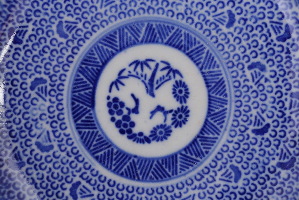 アンティーク雑貨　明治期　微塵唐草なます皿7枚(伊万里)