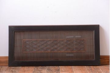 古民具・骨董　古い木製のガラス書院欄間(明かり取り)(1)