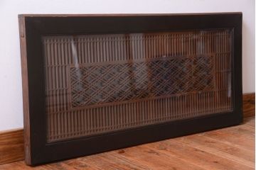 古民具・骨董　古い木製のガラス書院欄間(明かり取り)(1)