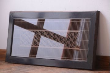 古民具・骨董　古い木製のガラス書院欄間(明かり取り)(1)