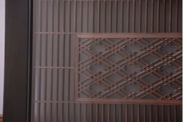 古民具・骨董　古い木製のガラス書院欄間(明かり取り)(1)