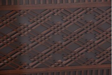 古民具・骨董　古い木製のガラス書院欄間(明かり取り)(1)