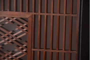 古民具・骨董　古い木製のガラス書院欄間(明かり取り)(1)