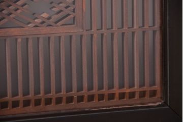 古民具・骨董　古い木製のガラス書院欄間(明かり取り)(1)