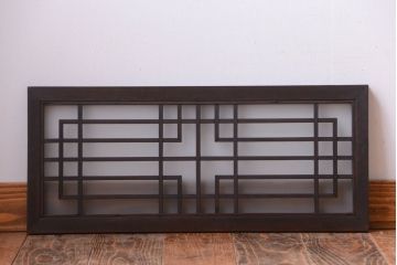 古民具・骨董　古い木製のガラス書院欄間(明かり取り)(2)