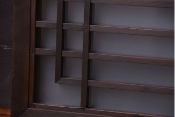 古民具・骨董　古い木製のガラス書院欄間(明かり取り)(2)