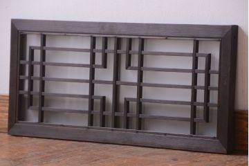 古民具・骨董　古い木製のガラス書院欄間(明かり取り)(2)