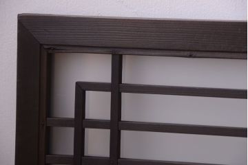 古民具・骨董　古い木製のガラス書院欄間(明かり取り)(2)