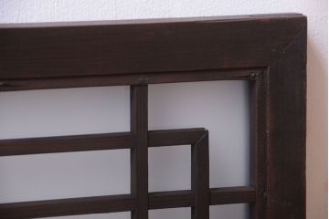 古民具・骨董　古い木製のガラス書院欄間(明かり取り)(2)