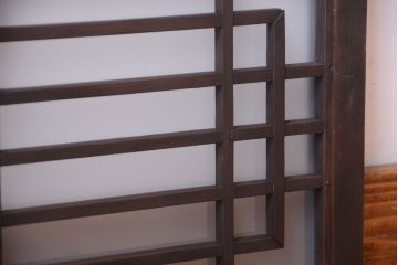 古民具・骨董　古い木製のガラス書院欄間(明かり取り)(2)