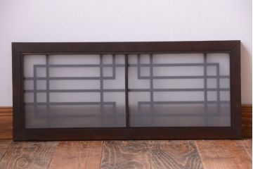 古民具・骨董　古い木製のガラス書院欄間(明かり取り)(2)