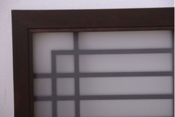 古民具・骨董　古い木製のガラス書院欄間(明かり取り)(2)