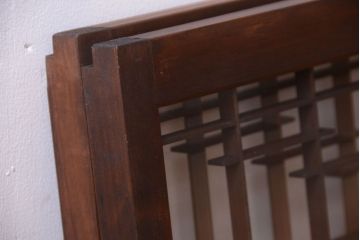 古民具・骨董　古い木製の横長ガラス引き戸2枚セット(窓)