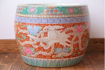 アンティーク雑貨　アンティーク　十錦手　鳳凰の図　色絵火鉢