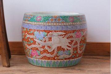 アンティーク雑貨　アンティーク　十錦手　鳳凰の図　色絵火鉢