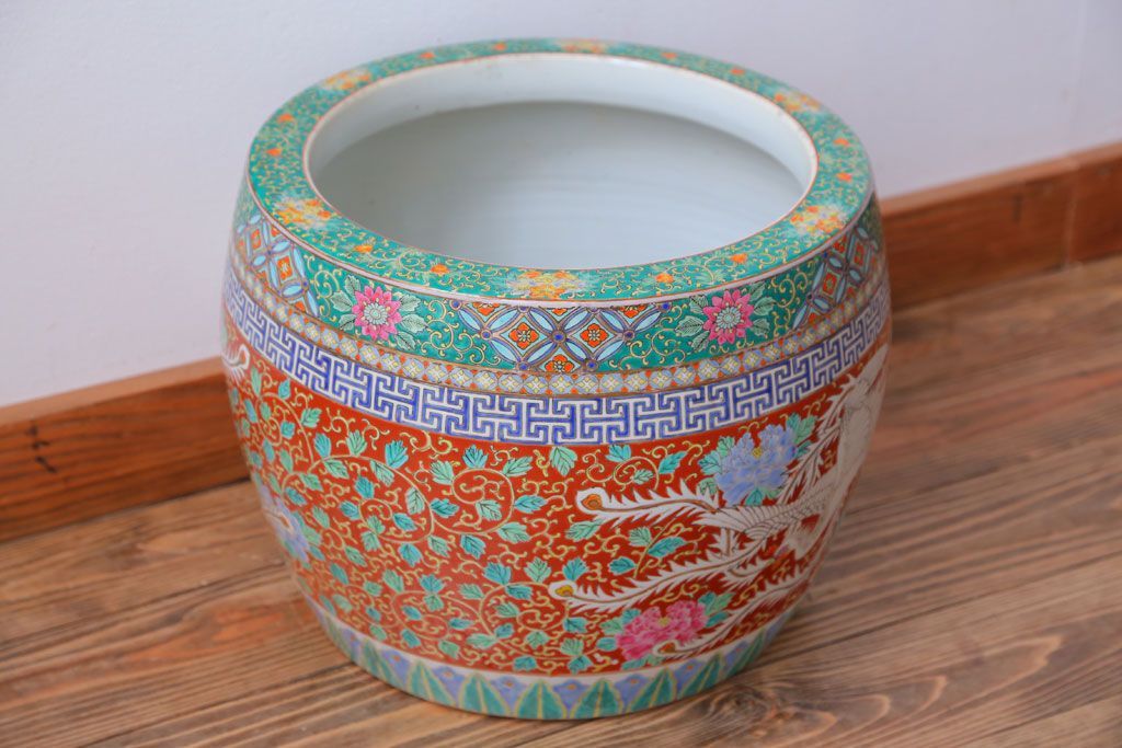 アンティーク雑貨　アンティーク　十錦手　鳳凰の図　色絵火鉢