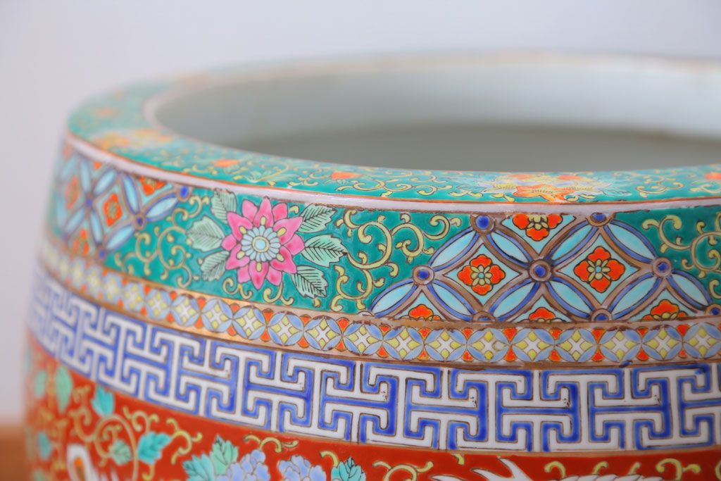 アンティーク雑貨　アンティーク　十錦手　鳳凰の図　色絵火鉢