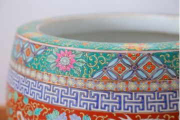 アンティーク雑貨　アンティーク　十錦手　鳳凰の図　色絵火鉢