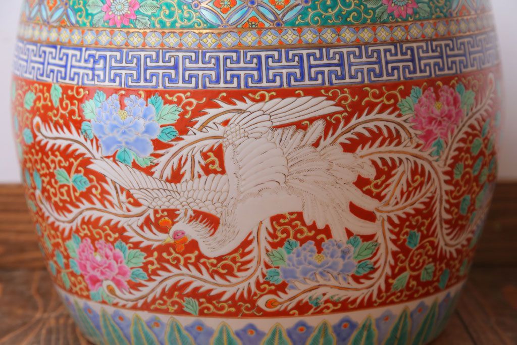 アンティーク雑貨　アンティーク　十錦手　鳳凰の図　色絵火鉢