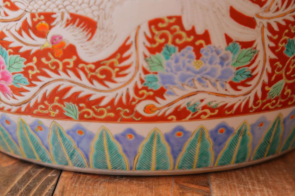 アンティーク雑貨　アンティーク　十錦手　鳳凰の図　色絵火鉢