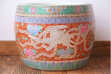アンティーク雑貨　アンティーク　十錦手　鳳凰の図　色絵火鉢