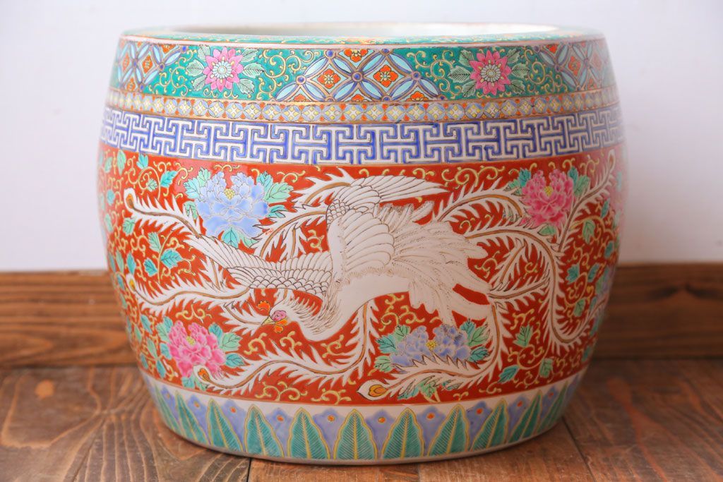 アンティーク雑貨　アンティーク　十錦手　鳳凰の図　色絵火鉢