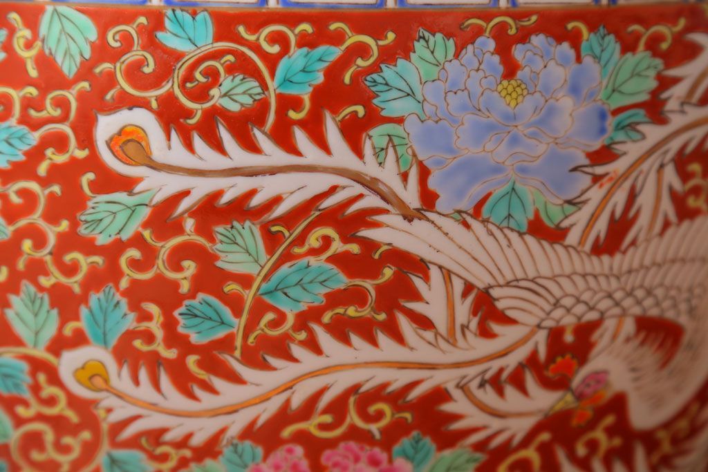 アンティーク雑貨　アンティーク　十錦手　鳳凰の図　色絵火鉢