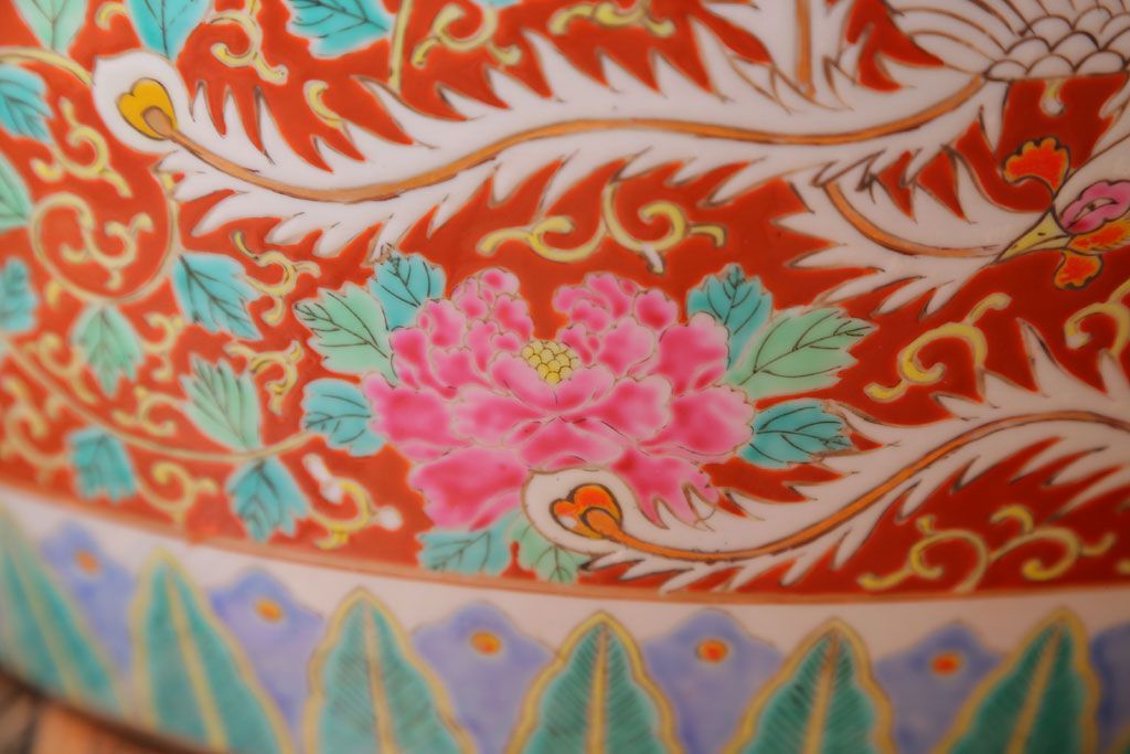 アンティーク雑貨　アンティーク　十錦手　鳳凰の図　色絵火鉢