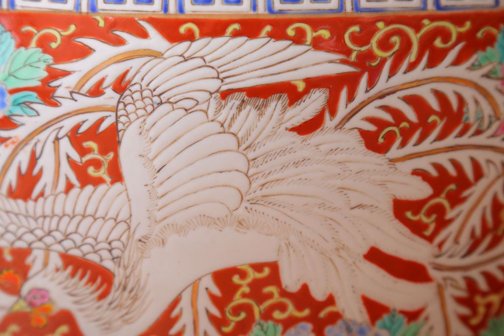 アンティーク雑貨　アンティーク　十錦手　鳳凰の図　色絵火鉢