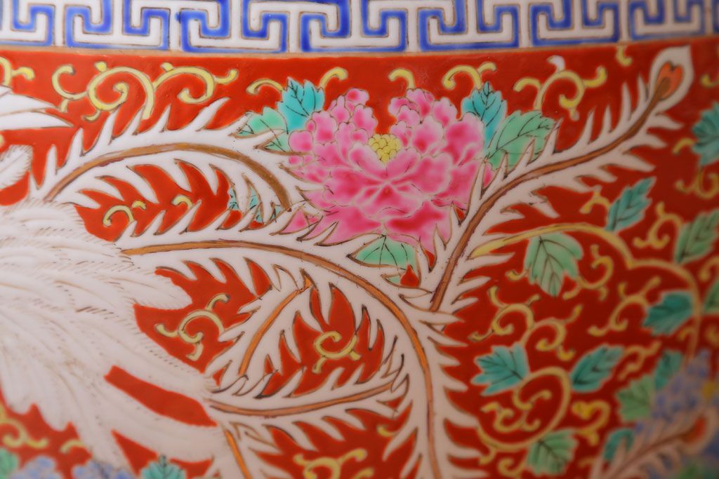 アンティーク雑貨　アンティーク　十錦手　鳳凰の図　色絵火鉢