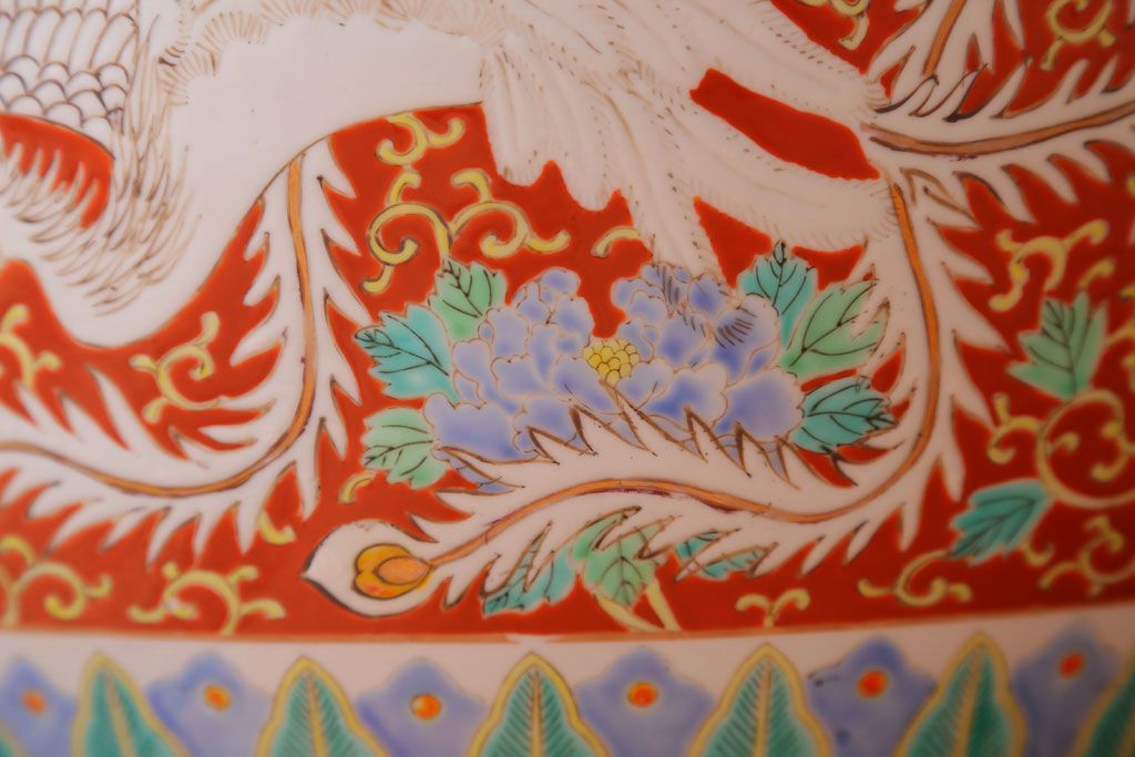 アンティーク雑貨　アンティーク　十錦手　鳳凰の図　色絵火鉢